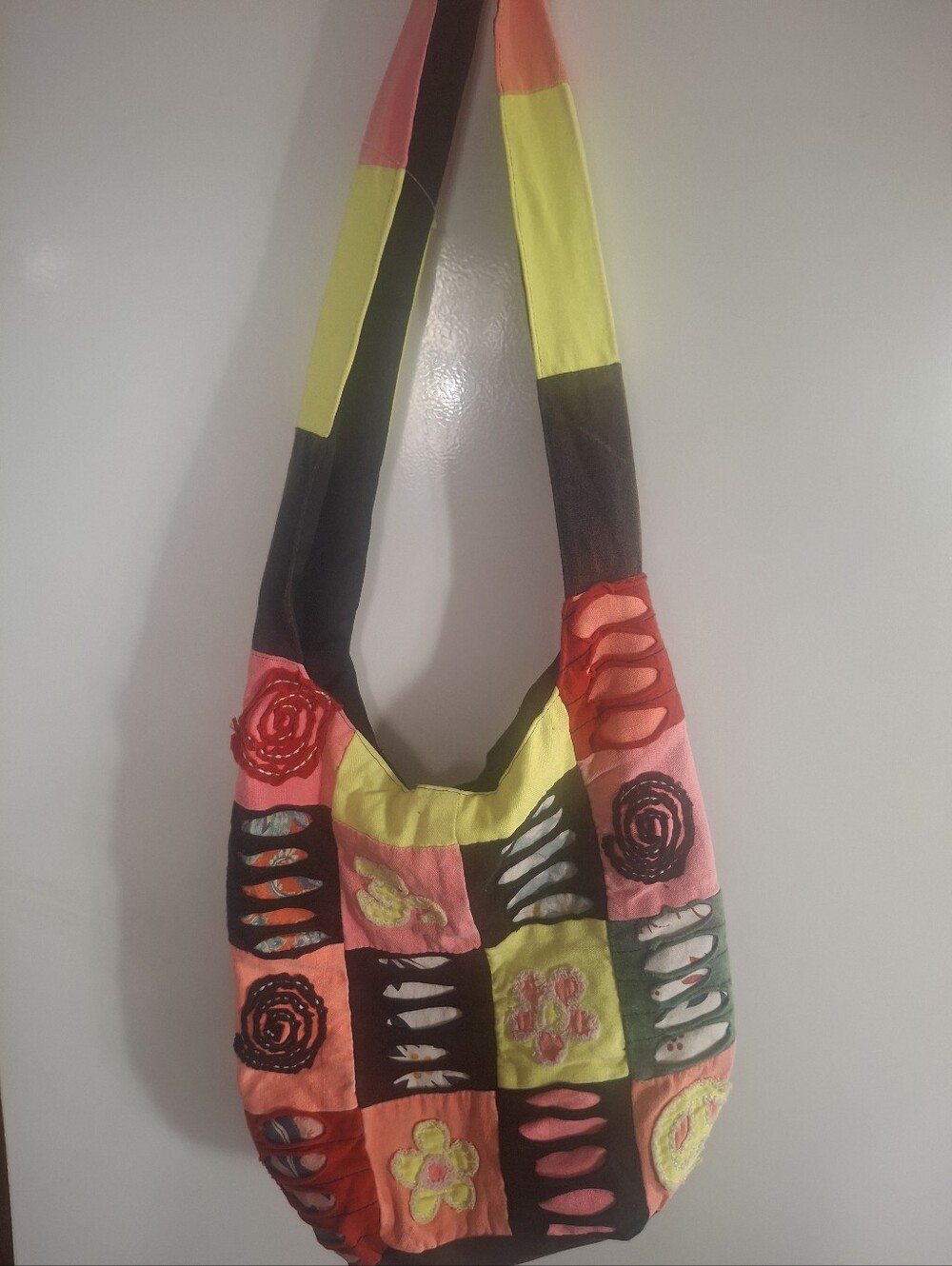 Source Unknown Neon Patchwork Shoulder Bag in Yellow, Pink & Black